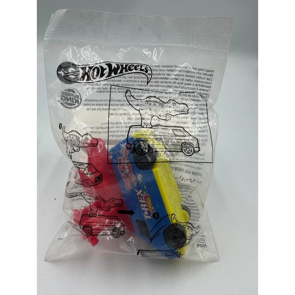 Hot Wheels Burger King Kids Meal Toy T-Rex Monster Truck Blue Yellow Sealed Bag